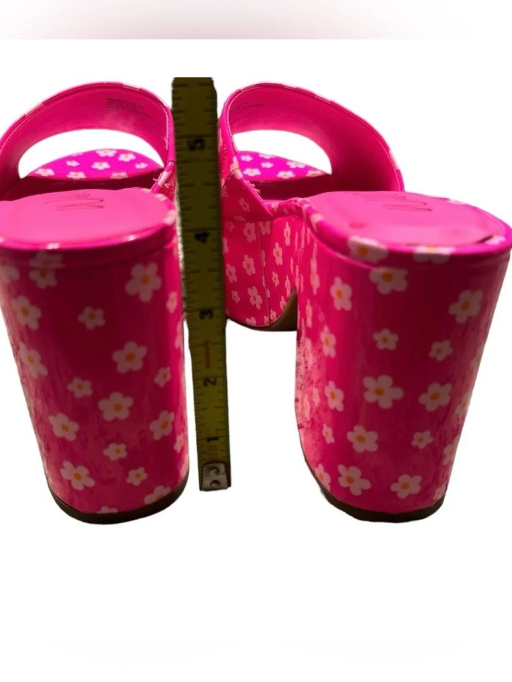 Wild Pair Hot Pink Floral Platform Slip on Sandal Heels